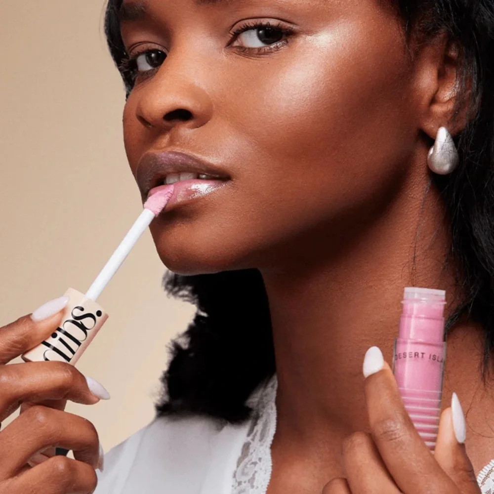 Dibs Beauty Go To Glossy Balm in Rock Candy or MIMS mega shiny pretty gloss